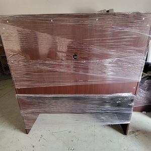 Office desk, hutch, with filing cabinets